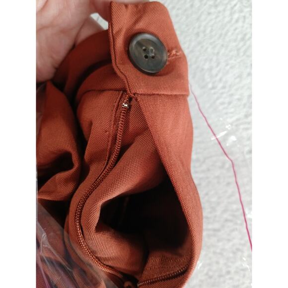 A New Day Pants Womens 16 Orange High Rise Wide Leg Casual Stretchy Cuffed NWT - Picture 3 of 10